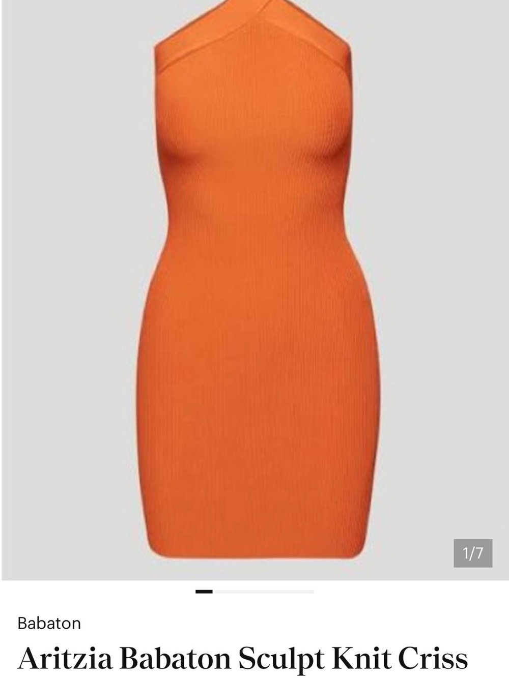 Aritzia Babaton Sculpt Knit Halter Mini Dress - Orange
